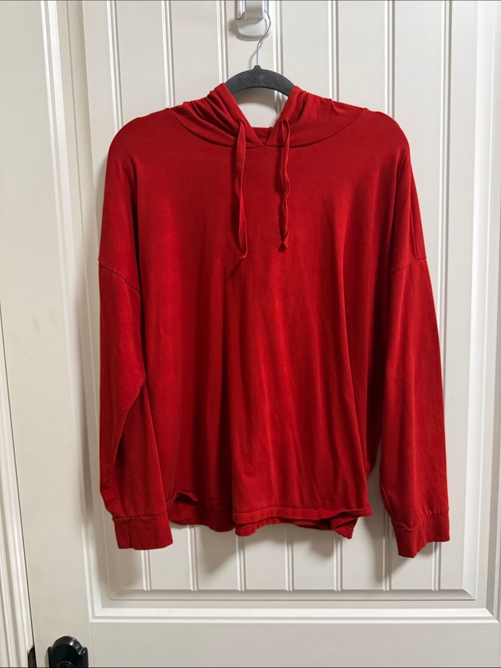 Eileen Fisher Red Pullover Hooded Long-Sleeve Shirt